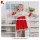 Mandarin half-sleeve embroidery one-piece dress red&white